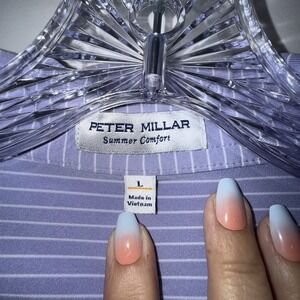 Peter Millar Polo Shirt Summer Comfort Purple Stripe CPA Logo Large